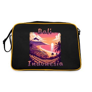 Bali Indonésie Coucher de soleil Plage Orange - Sac Retro - noir/or - Dos
