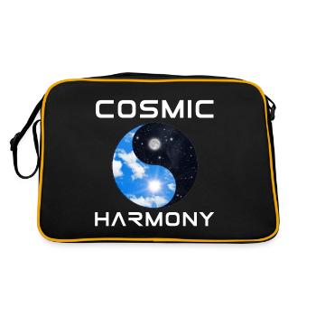 Cosmic Harmony | Weltall, Himmel, coole Bilder - Retro Tasche - Schwarz/Gold - Hinten
