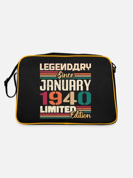 Geburtstagsgeschenk Geboren Im Januar 1940 - 1940 - Retro Tasche - Schwarz/Gold - Hinten