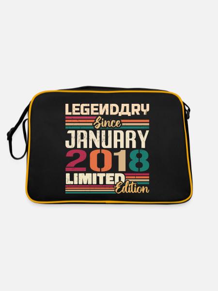 Birthday Gift Born In January 2018 - 2018 - Retro Bag - black/gold - Back
