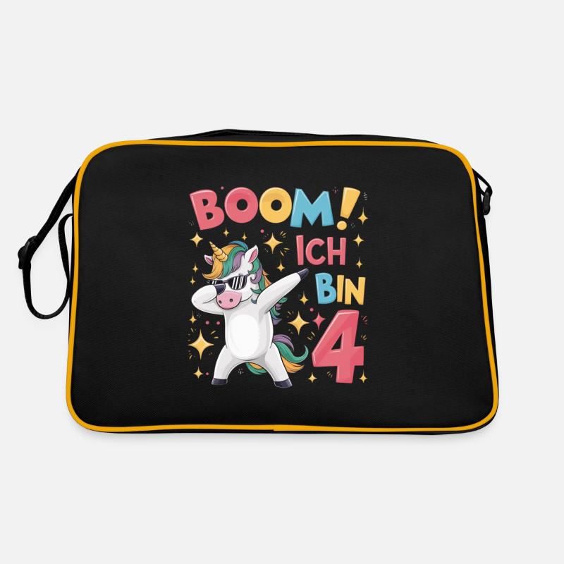 Boom! Ich bin 4 - Einhorn Retro Tasche