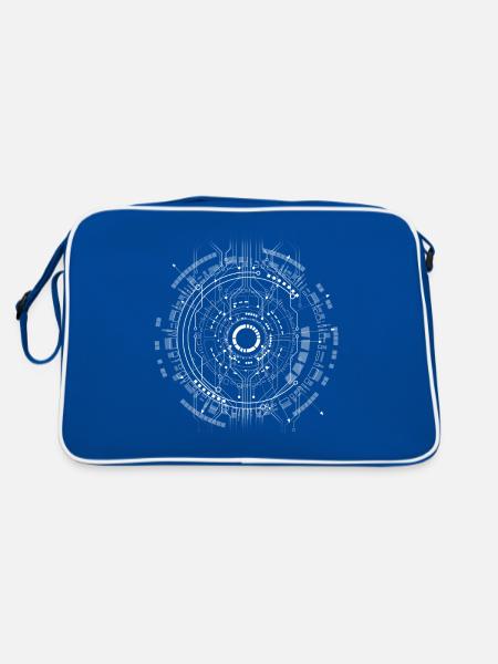 computer Platine Core cpu pc code Programm Nerd lo - Retro Tasche - Blau/Weiß - Hinten