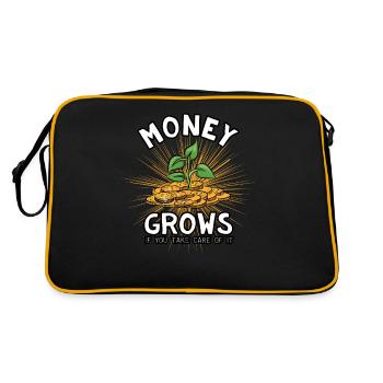 Geld Reichtum Wachsen Wächst Pflanze Zinsen Börse - Retro Tasche - Schwarz/Gold - Hinten