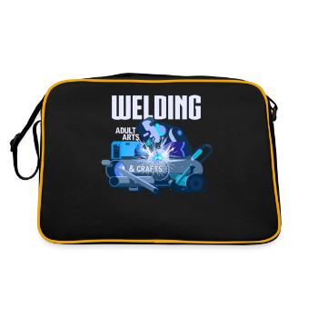 Schweißen Schweißer Kunst Handwerk Geschenk - Retro Tasche - Schwarz/Gold - Hinten