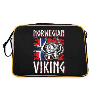 Norwegen Wikinger Normanen Nordmänner Krieger - Retro Tasche - Schwarz/Gold - Hinten
