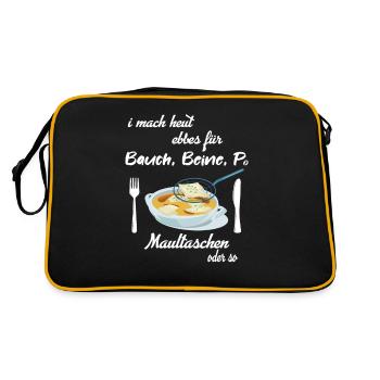 Maultaschen Schwäbisch Schwaben Essen Spruch - Retro Tasche - Schwarz/Gold - Hinten