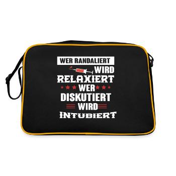 Witziger Spruch im Krankenhaus - Retro Tasche - Schwarz/Gold - Hinten
