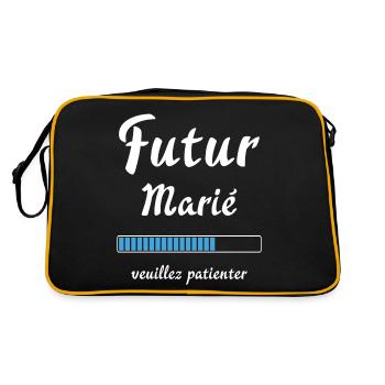 Futur marié veuillez patienter Humour mariage - Sac Retro - noir/or - Dos