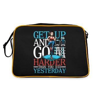 Get Up And Go Harder Than You Did Yesterday - Retro Tasche - Schwarz/Gold - Hinten