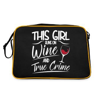 Cette fille court sur le vin et le vrai crime Dicton drôle - Sac Retro - noir/or - Dos