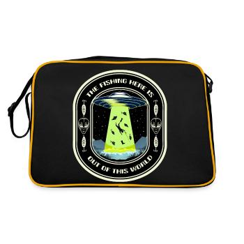 The Fishing Here Is Out Of This World UFO Fishing - Retro Bag - black/gold - Back