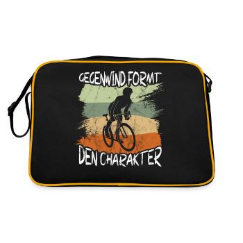 Gegenwind Formt den Charakter Fahrrad Spruch - Retro Tasche - Schwarz/Gold - Hinten