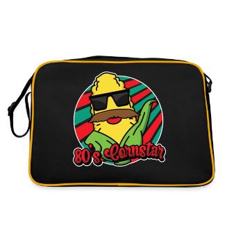 80s Cornstar Mustache Beard Funny Mustache - Retro Bag - black/gold - Back