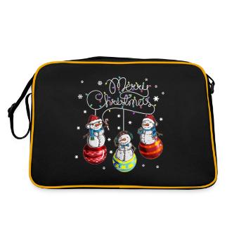 Joyeux Noël Bonhomme de neige Motif de boule de Noël - Sac Retro - noir/or - Dos