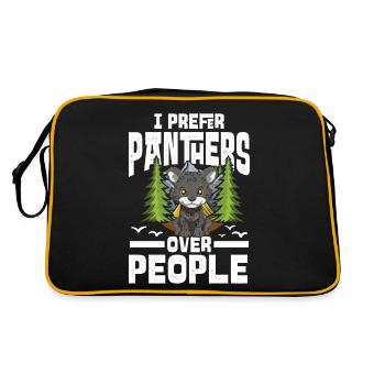 I Prefer Panthers Over People für einen Panther - Retro Tasche - Schwarz/Gold - Hinten