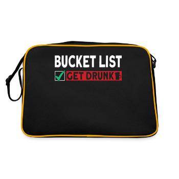 Bucket List Betrunken Werden Saufen Bier Feiern - Retro Tasche - Schwarz/Gold - Hinten