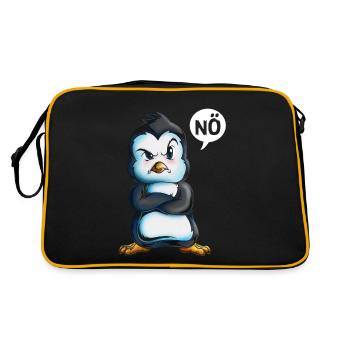 Kaiserpinguin sagt Nö Unterwasserwelt Ozean Böse - Retro Tasche - Schwarz/Gold - Hinten