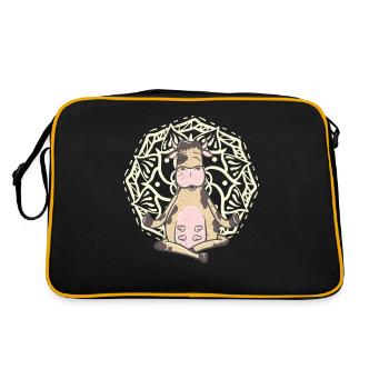 Eine Kuh Kühe Namaste Kuh Motiv macht Yoga - Retro Tasche - Schwarz/Gold - Hinten