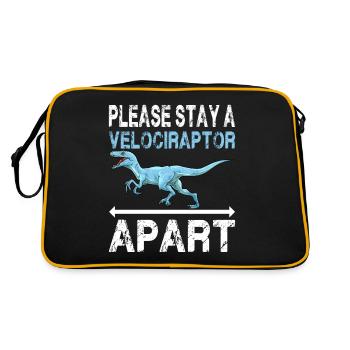 Bitte einen Velociraptor Abstand halten - Retro Tasche - Schwarz/Gold - Hinten