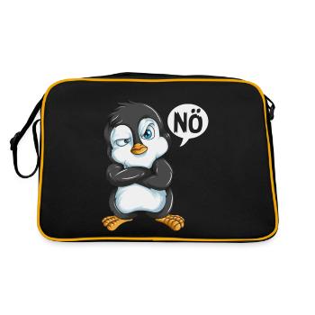 Kaiserpinguin sagt Nö Unterwasserwelt Ozean Böse - Retro Tasche - Schwarz/Gold - Hinten