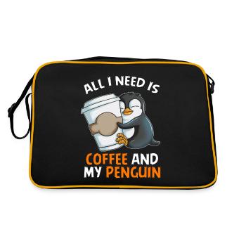 Tout ce dont j’ai besoin, c’est de café et de mon pingouin empereur pingouin - Sac Retro - noir/or - Dos