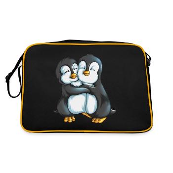 Deux manchots empereurs câlins de Nouvelle-Zélande - Sac Retro - noir/or - Dos