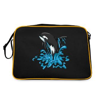 Joyful Whale Orca Saute Happy Whale Design - Sac Retro - noir/or - Dos