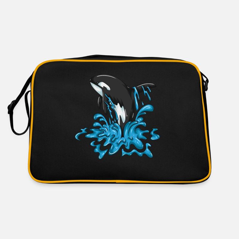 Freudiger Wal Orca Springt Glücklicht Waldesign Retro Tasche