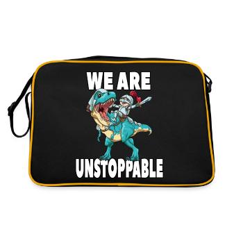 Brachiosaurus Dinosaurier Astronaut Dino Langhals - Retro Tasche - Schwarz/Gold - Hinten