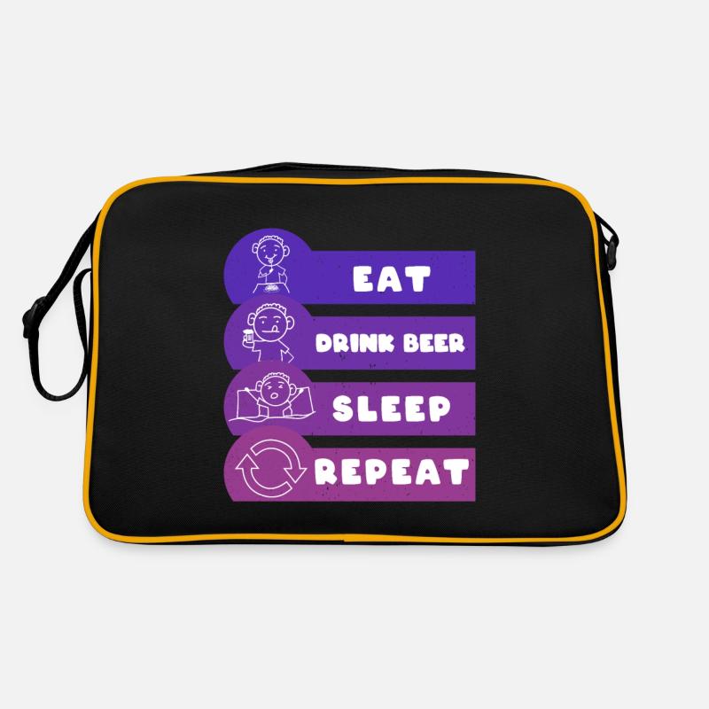 Eat Beer Sleep Repeat Retro Tasche