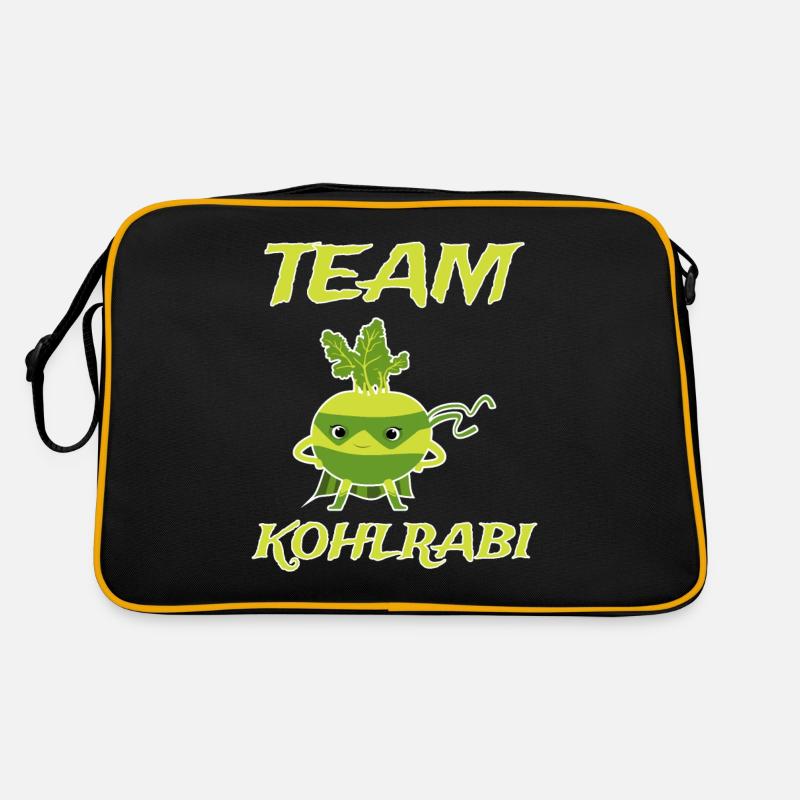 Kohlrabi Superheld Design Spruch - Retro Tasche - Schwarz/Gold