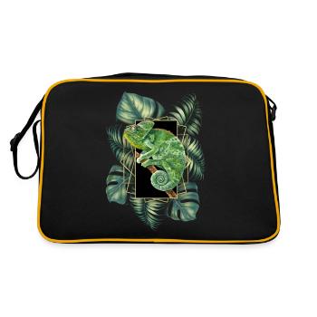 Caméléon voilé Jungle Motif Caméléon Tropical - Sac Retro - noir/or - Dos