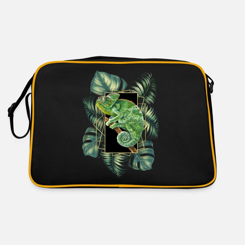 Veiled Chameleon Jungle Pattern Tropical Chameleon Retro Bag
