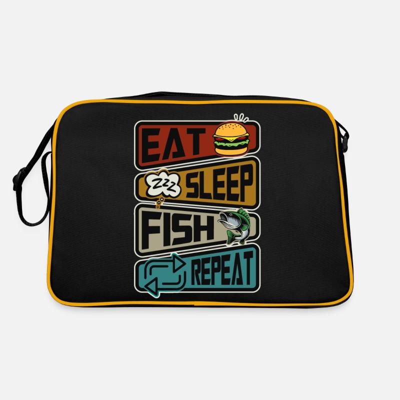 Drôle de pêche Manger Dormir Poisson Répéter La pêche Sac Retro