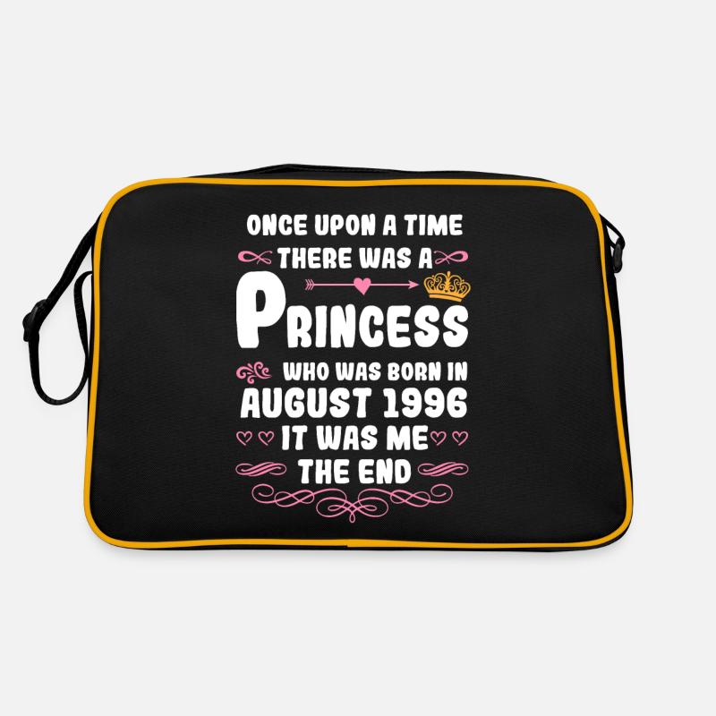 Once upon a time there was a princess. August 1996 Birth - Retro Bag - black/gold