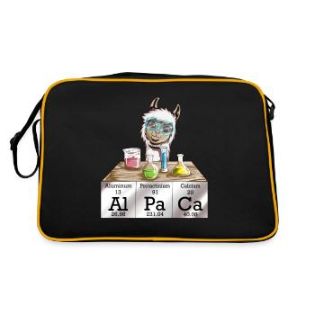 Süß niedliches Alpaka Chemikalien Al Pa Ca Lala - Retro Tasche - Schwarz/Gold - Hinten