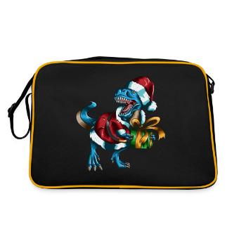 Santa Claus T-Rex Gift Package Christmas - Retro Bag - black/gold - Back