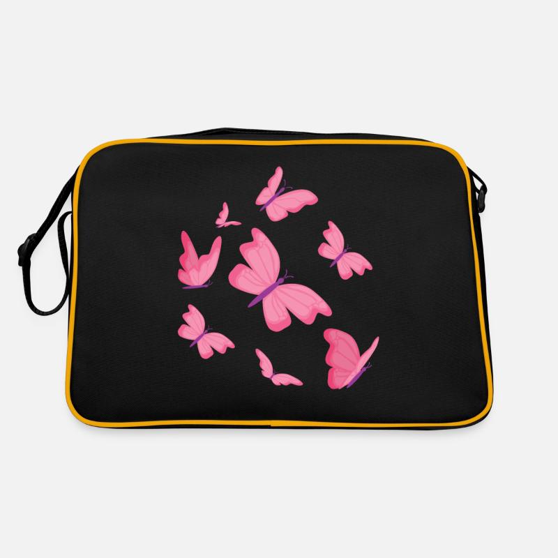 Schmetterlinge Schmetterling Design - Retro Tasche - Schwarz/Gold