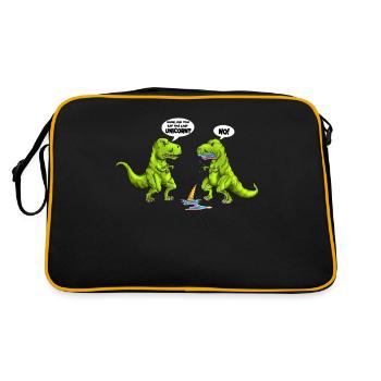 Dinosaur eats the last unicorn Fun Funny - Retro Bag - black/gold - Back