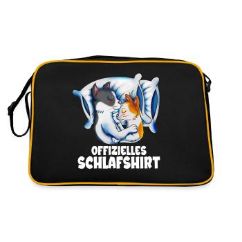 Katzenfreund Katzenbesitzer Schlafshirt Katzenpaar - Retro Tasche - Schwarz/Gold - Hinten