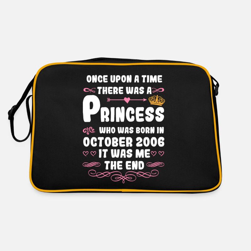 Es war einmal eine Prinzessin. Oktober 2006 Geburt - Retro Tasche - Schwarz/Gold