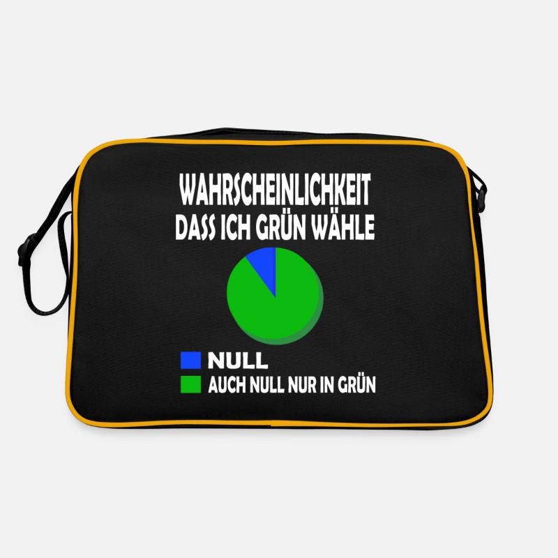 Wahrscheinlichkeit dass ich Grün wähle Null T-Shi - Retro Tasche - Schwarz/Gold
