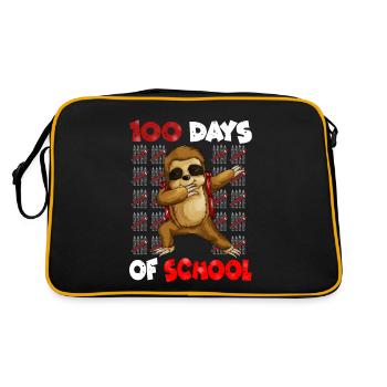 100 Tage Schule Faultier Kindergarten Design - Retro Tasche - Schwarz/Gold - Hinten