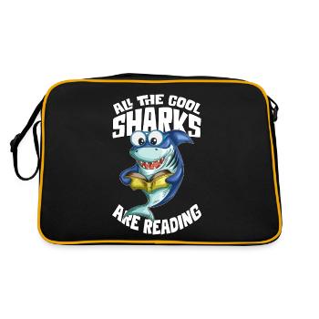 Shark Lit Livre Rat de livre Fan de livre Shark Lovers - Sac Retro - noir/or - Dos