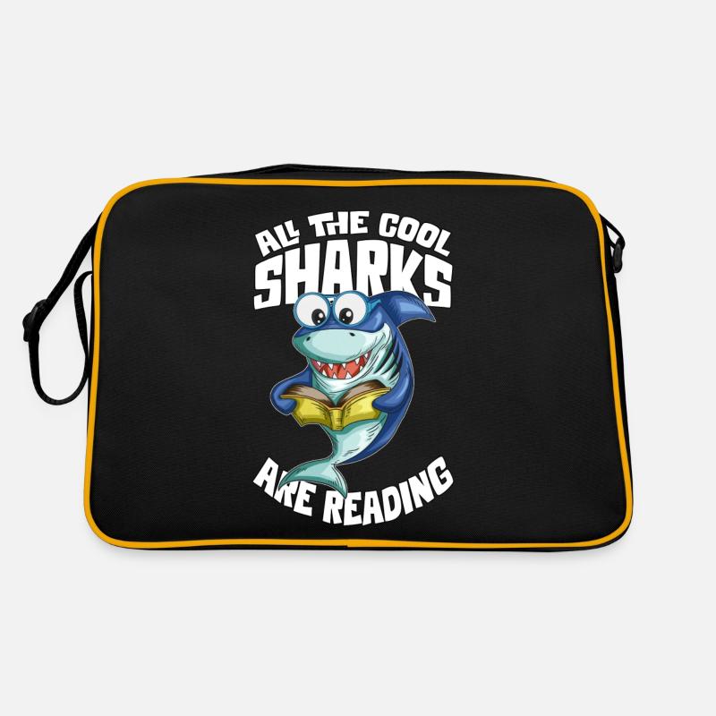 Shark Reads Book Bookworm Book Fan Shark Lovers Retro Bag