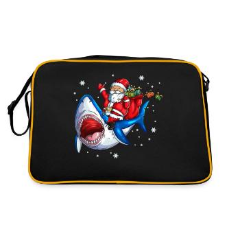 Santa Claus with Shark Bring Gifts X Mas Shark - Retro Bag - black/gold - Back