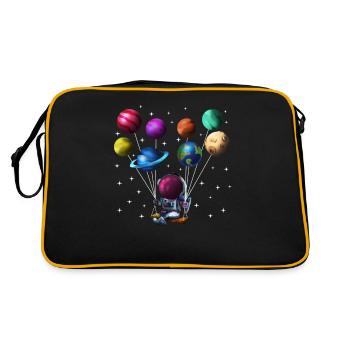 Astronaute du système solaire avec des planètes comme ballons - Sac Retro - noir/or - Dos