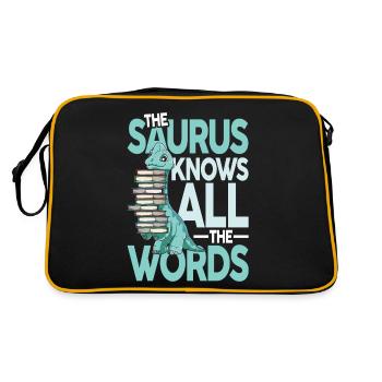 The Saurus Knows All The Words - Retro Tasche - Schwarz/Gold - Hinten