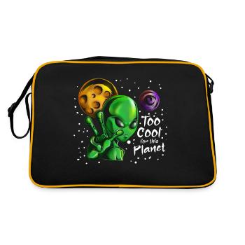 All Alien zeigt Peace Spruch zu Cool für Planet - Retro Tasche - Schwarz/Gold - Hinten