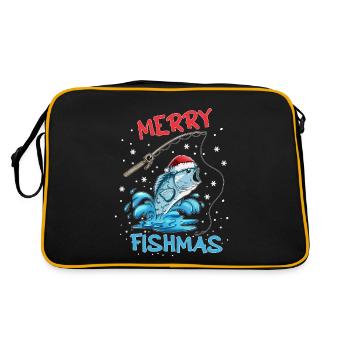 X Mas Fish Pêcheur de Noël Amateur de poisson Pêche - Sac Retro - noir/or - Dos
